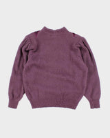 Vintage 80s Keomi Purple Angora Cardigan - L
