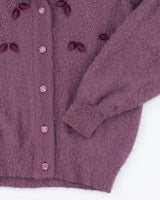 Vintage 80s Keomi Purple Angora Cardigan - L