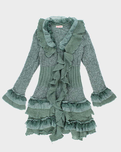 Vintage Y2k 00s Granoriente Ruffle Cardigan - M