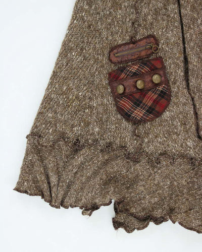 Vintage Y2k 00s Oze Buckle Faux Fur Collar Cardigan - M