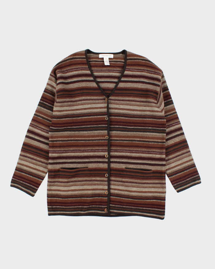 Vintage 90s Jones New York Stripe Wool Cardigan - M