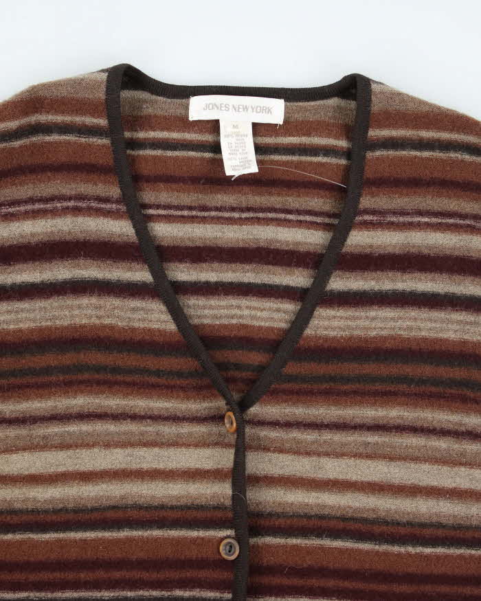 Vintage 90s Jones New York Stripe Wool Cardigan - M