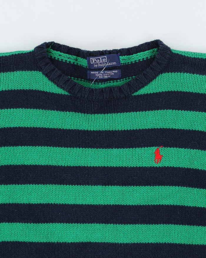 Vintage Polo By Ralph Lauren Striped Knit Jumper - S