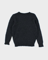 Vintage Women's Flower Printed Mohair Blend Knit Jumper - M