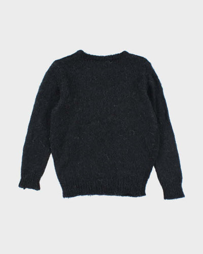 Vintage Women's Flower Printed Mohair Blend Knit Jumper - M