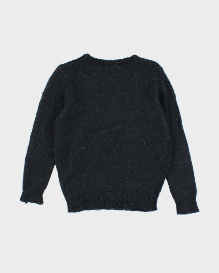 Vintage Women's Flower Printed Mohair Blend Knit Jumper - M