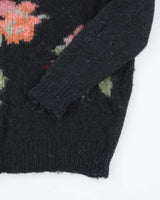 Vintage Women's Flower Printed Mohair Blend Knit Jumper - M