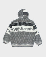 Vintage Women's Animal Printed Zip Up Wool Knit Hoodie - L