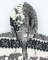 Vintage Women's Animal Printed Zip Up Wool Knit Hoodie - L
