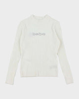 Vintage Women's Y2K BeBe Sequined Ribbed Knit Jumper - L