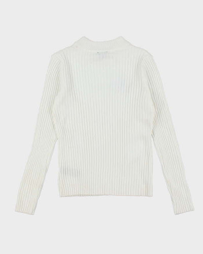 Vintage Women's Y2K BeBe Sequined Ribbed Knit Jumper - L