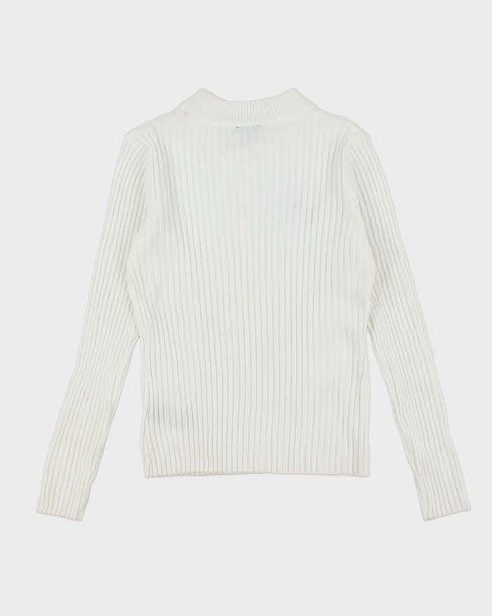 Vintage Women's Y2K BeBe Sequined Ribbed Knit Jumper - L