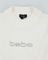 Vintage Women's Y2K BeBe Sequined Ribbed Knit Jumper - L