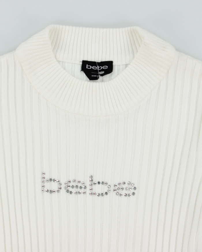 Vintage Women's Y2K BeBe Sequined Ribbed Knit Jumper - L