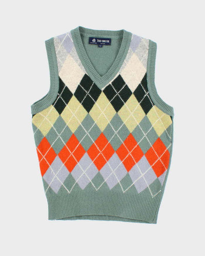 Vintage 80s French Connection Argyle Wool Tank Knit - L