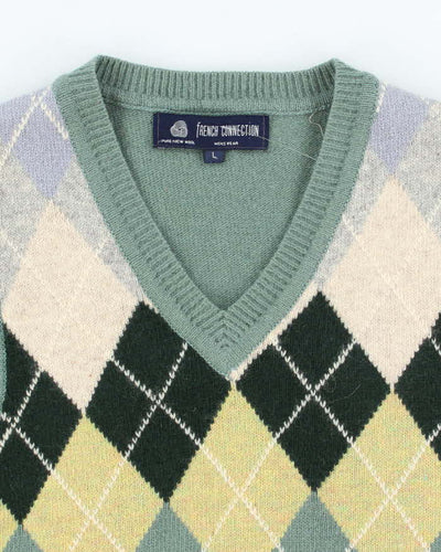 Vintage 80s French Connection Argyle Wool Tank Knit - L