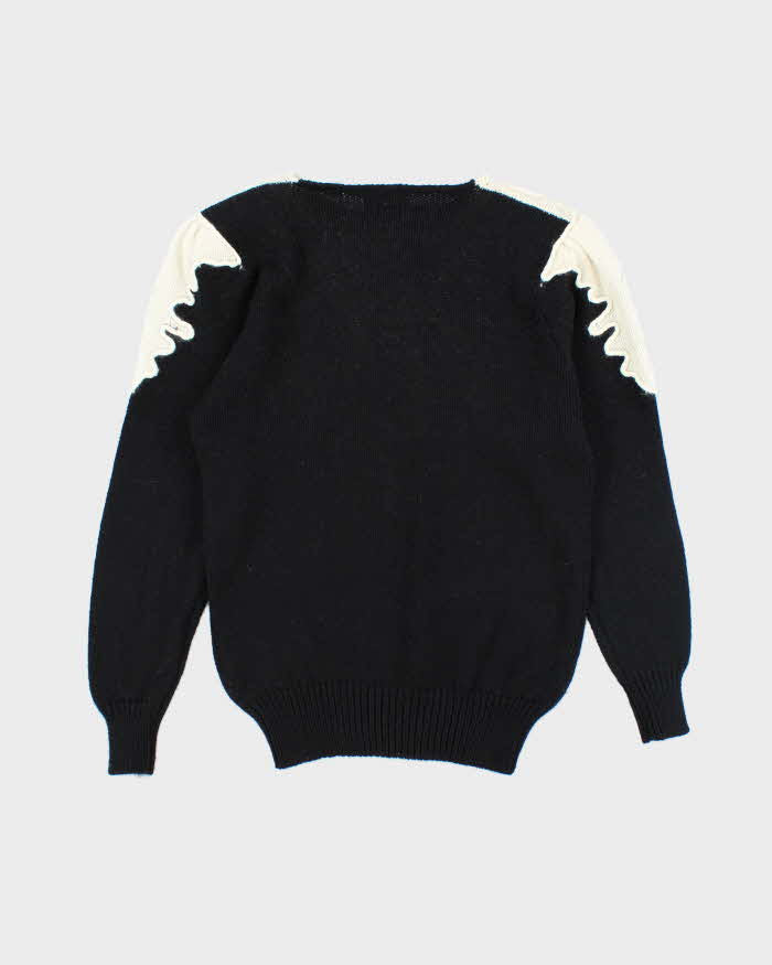Vintage 80s Iris Wool &amp; Angora Blend Beaded Jumper - L