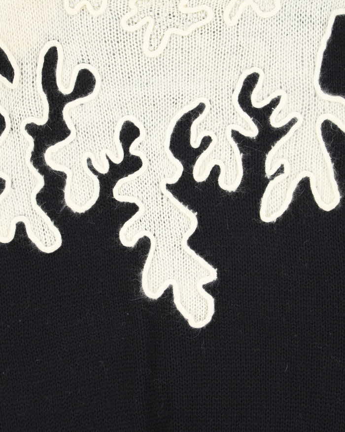 Vintage 80s Iris Wool &amp; Angora Blend Beaded Jumper - L