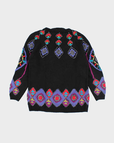 Vintage Oblique Pattern Knit Jumper - L