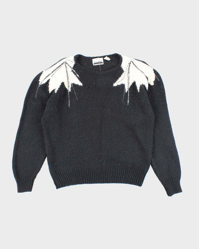 Vintage 80s Zig Zag Wool & Angora Blend Jumper - M