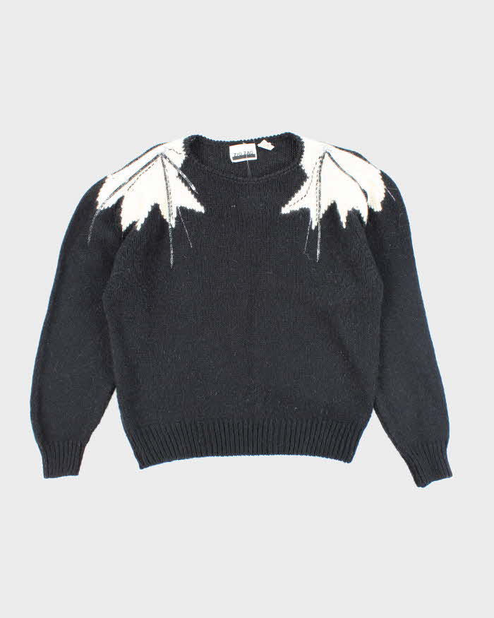 Vintage 80s Zig Zag Wool & Angora Blend Jumper - M