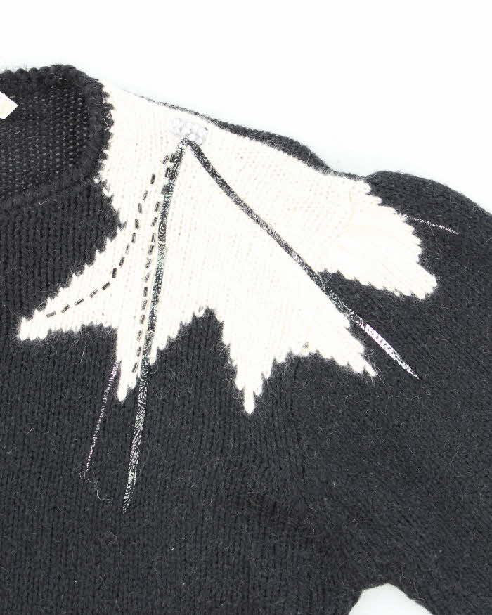 Vintage 80s Zig Zag Wool & Angora Blend Jumper - M