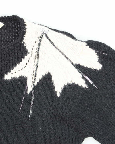 Vintage 80s Zig Zag Wool & Angora Blend Jumper - M