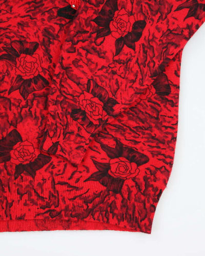 Vintage 80s Wool & Angora Blend Floral Knit Jumper - S