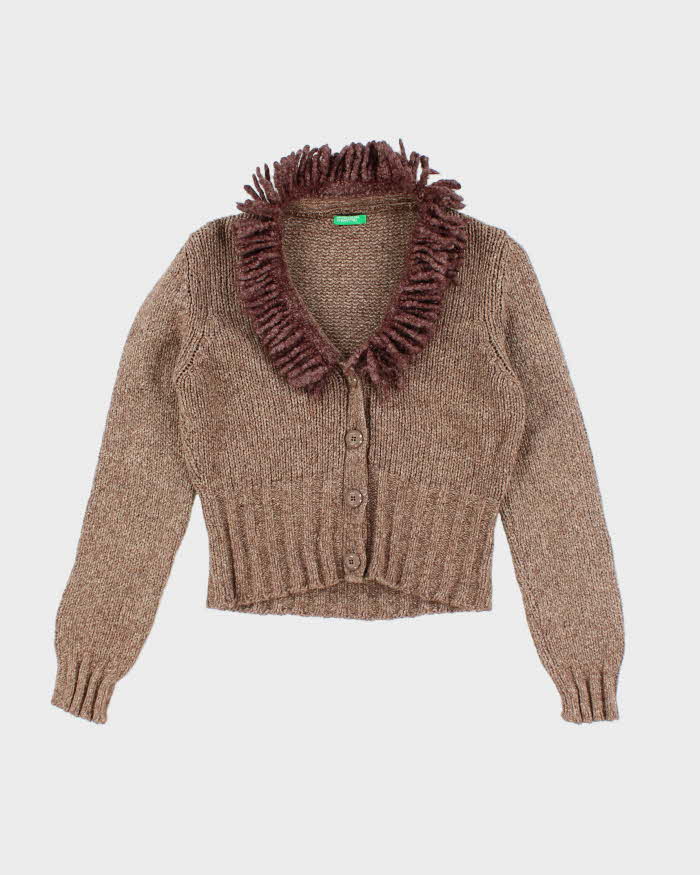 Vintage 90s United Colours Of Benetton Brown Wool & Mohair Blend Cardigan - M