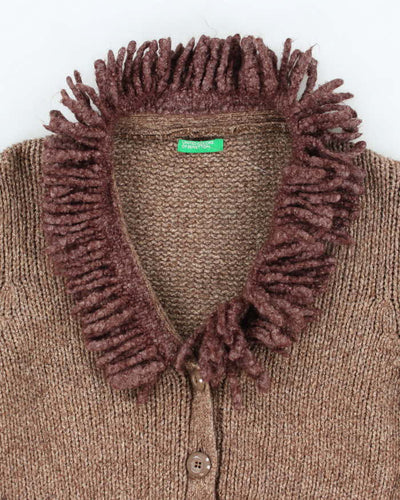 Vintage 90s United Colours Of Benetton Brown Wool & Mohair Blend Cardigan - M