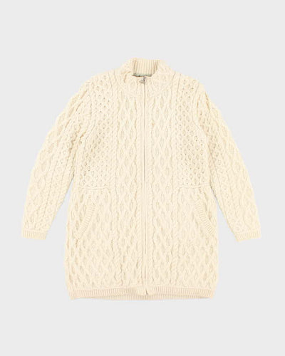 Vintage Aran Sweater Market Wool Zip-Up Jumper  - L