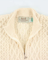 Vintage Aran Sweater Market Wool Zip-Up Jumper  - L