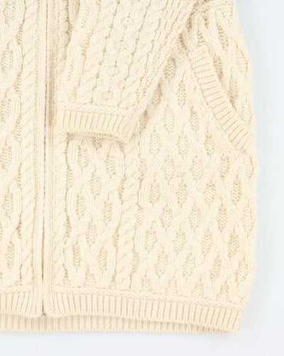 Vintage Aran Sweater Market Wool Zip-Up Jumper  - L