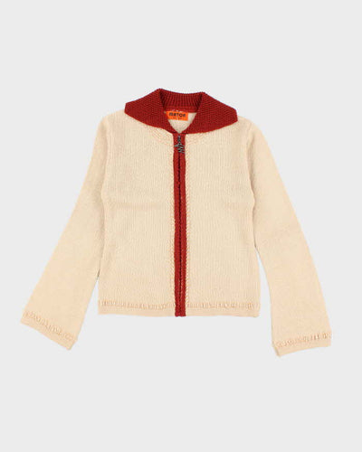 Vintage Y2k 00s Match Zip-Up Knit Jumper - S