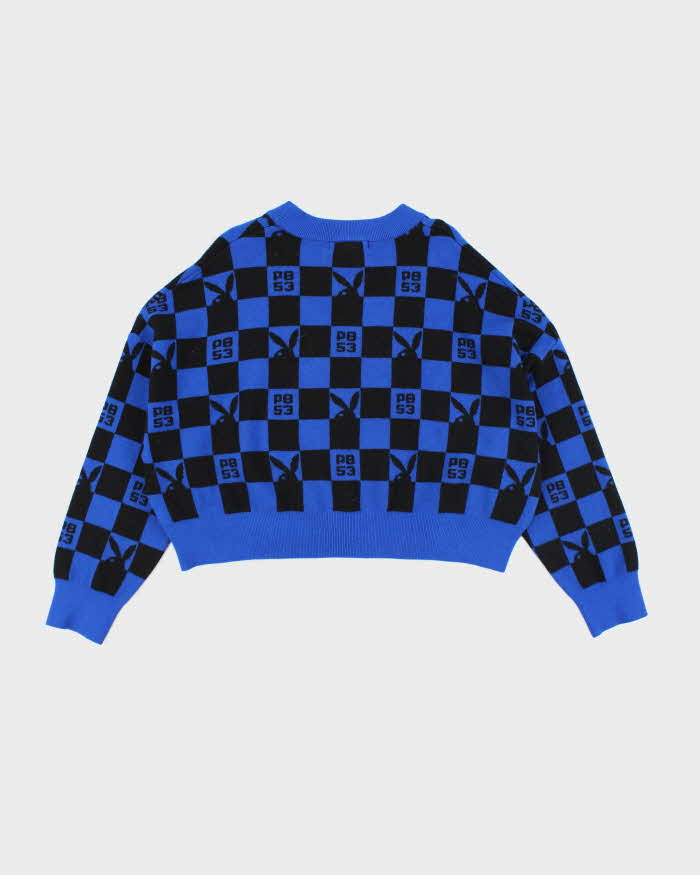 Vintage Y2K Playboy Checked Cropped Knit Jumper - XL