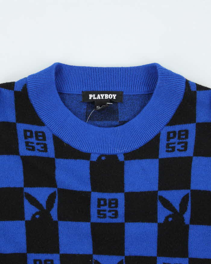 Vintage Y2K Playboy Checked Cropped Knit Jumper - XL