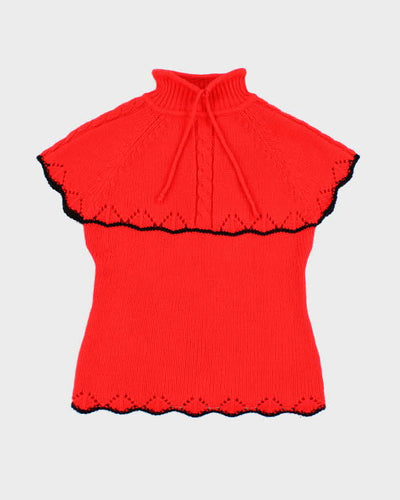 Vintage Red Short Sleeve Knit Top - S