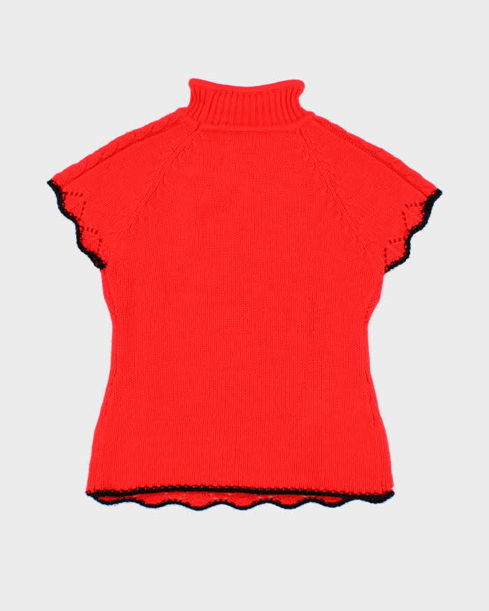 Vintage Red Short Sleeve Knit Top - S
