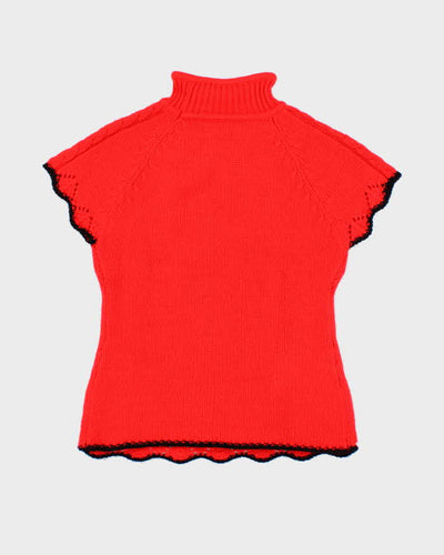 Vintage Red Short Sleeve Knit Top - S