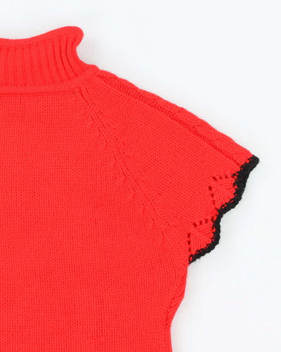Vintage Red Short Sleeve Knit Top - S
