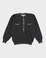Vintage 70s Pringle Quarter Button Wool Jumper - M