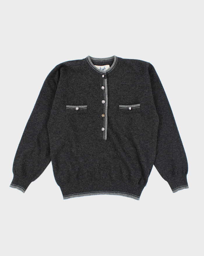 Vintage 70s Pringle Quarter Button Wool Jumper - M