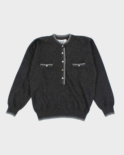 Vintage 70s Pringle Quarter Button Wool Jumper - M