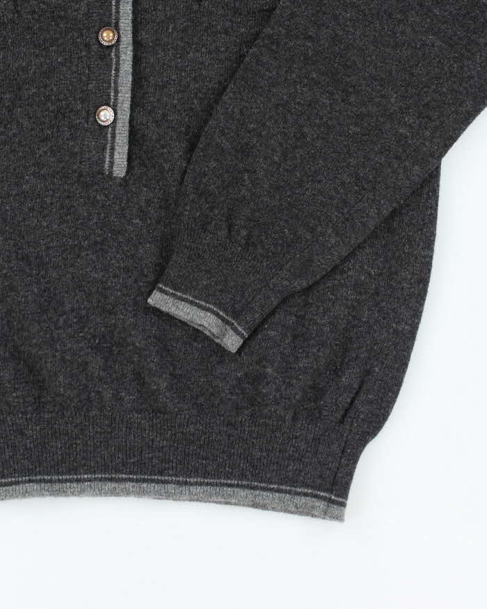 Vintage 70s Pringle Quarter Button Wool Jumper - M