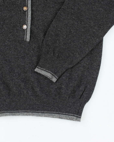 Vintage 70s Pringle Quarter Button Wool Jumper - M