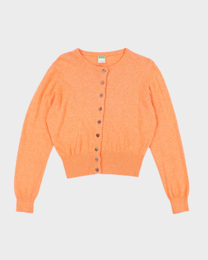 Vintage 90s Benetton Orange Cashmere &amp; Angora Blend Cardigan - M