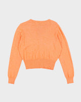 Vintage 90s Benetton Orange Cashmere &amp; Angora Blend Cardigan - M