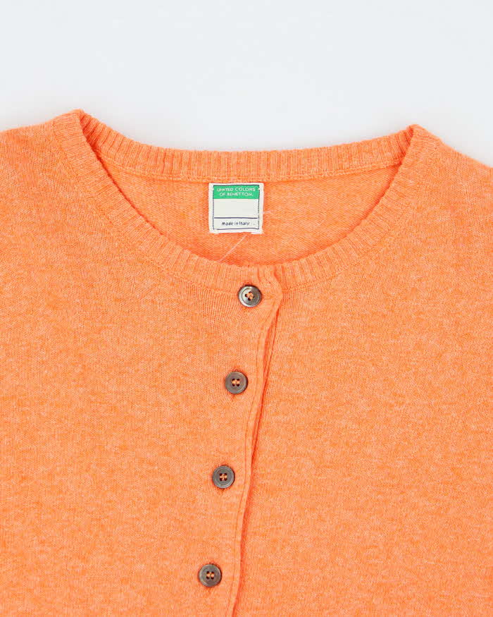 Vintage 90s Benetton Orange Cashmere &amp; Angora Blend Cardigan - M