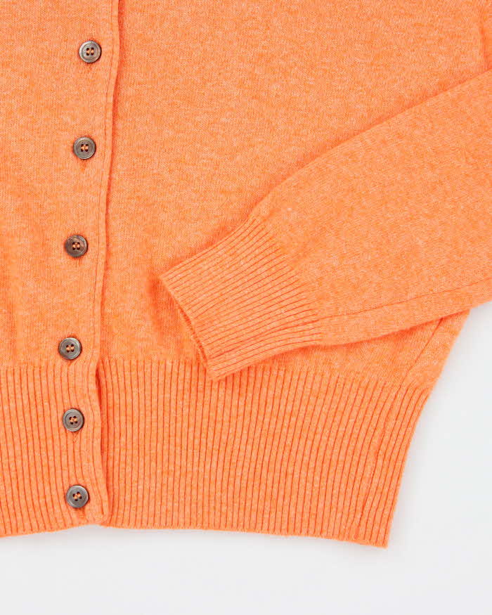 Vintage 90s Benetton Orange Cashmere &amp; Angora Blend Cardigan - M