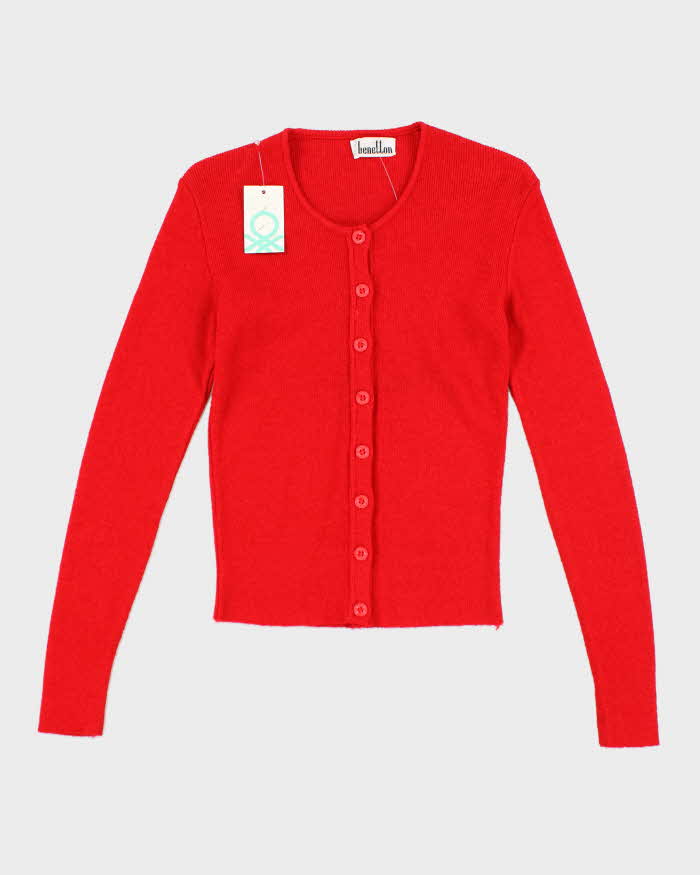 Deadstock Vintage 60s Benetton Red Cardigan - XS